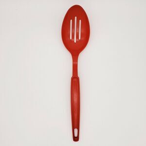 Vtg Ekco Slotted Spoon Red Plastic Kitchen Utensil USA Retro Classic Mid Century